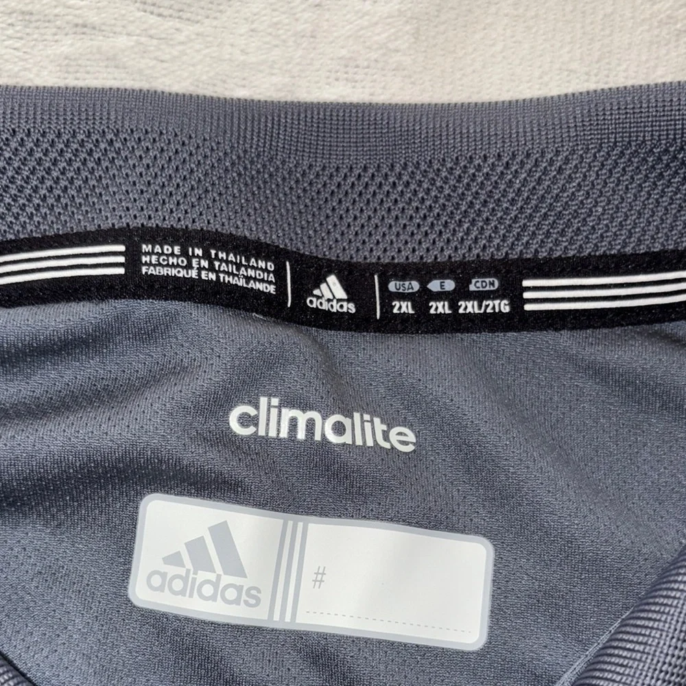 Adidas Men's Charcoal and White Polo Shirt